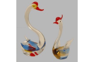 cygnes de verre h 10 br 8 cm