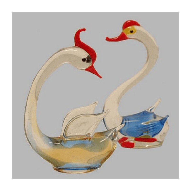 Glass swans 10 cm