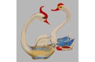 Glass swans 10 cm