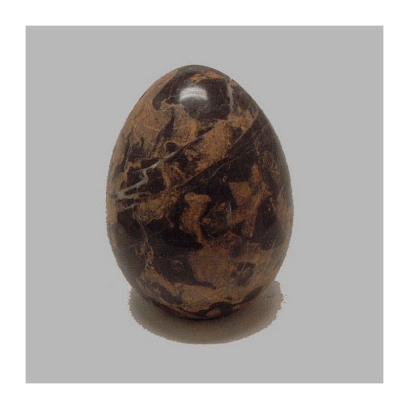 egg of marble polished light brown with brown 7,5 cm