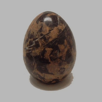 egg of marble polished light brown with brown 7,5 cm