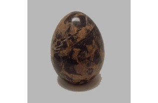 egg of marble polished light brown with brown 7,5 cm