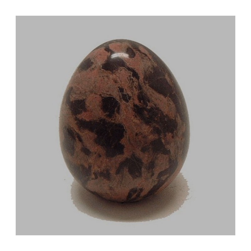 oeuf de marbre poli rose et brun  7,5 cm