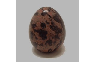 oeuf de marbre poli rose et brun  7,5 cm