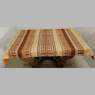 tafelkleed wol kleur creme rood oranje 130 x 185 cm incl franjes