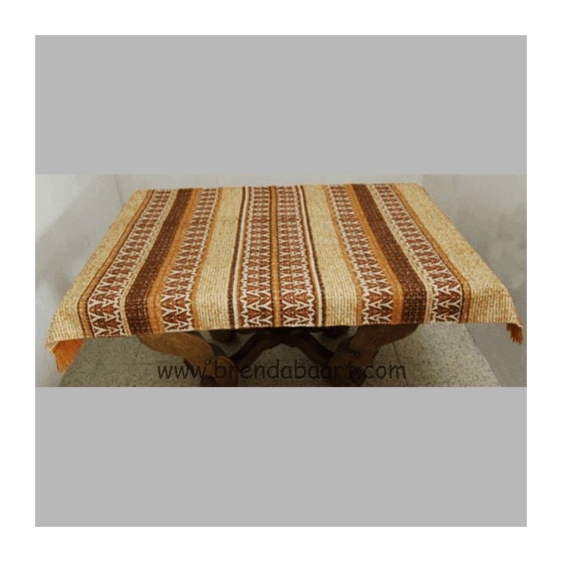 tafelkleed wol kleur creme rood oranje 130 x 185 cm incl franjes