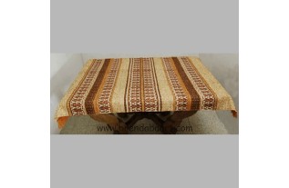 tafelkleed wol kleur creme rood oranje 130 x 185 cm incl franjes