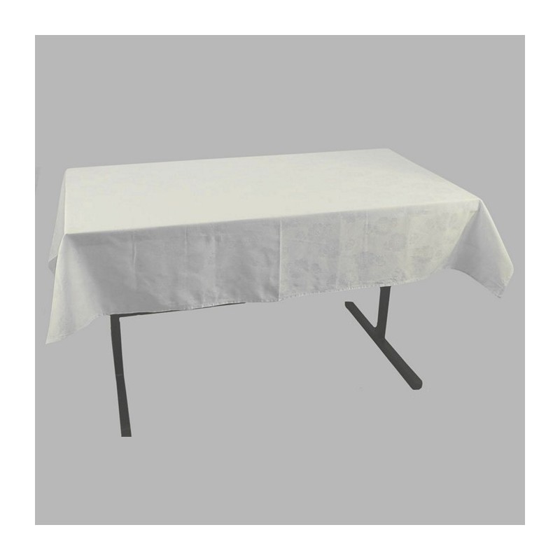 Tafelkleed damast bloemen dessin kleur wit 135 x 155 cm