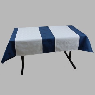 Damask table runner diamond design color white 145 x 40 cm set