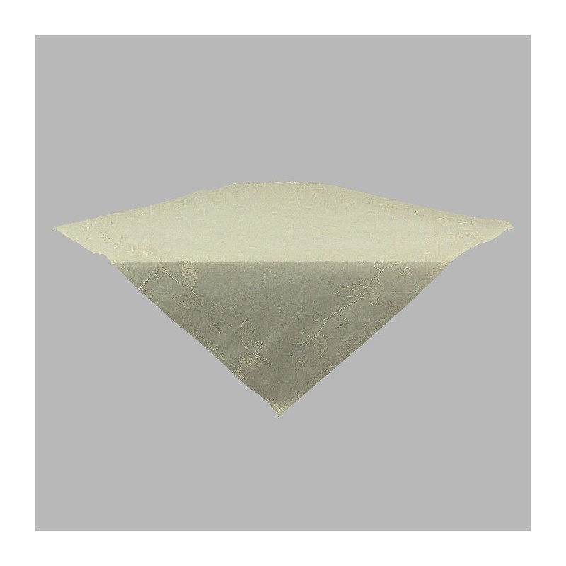Nappe de Organza couleur old white motif feuilles 90 x 90 cm