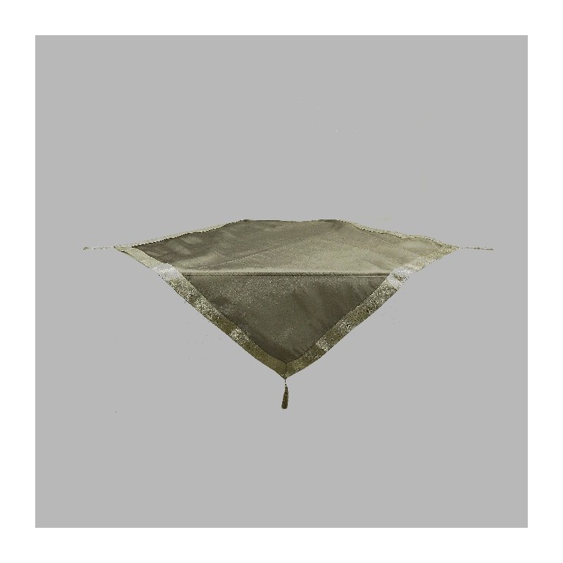 tablecloth organza with silver rim and floss 100 x 100 cm