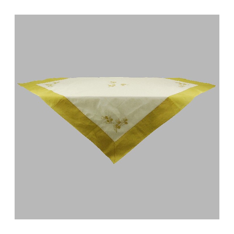 Nappe de organza de olives couleur blanc et jaune 150 x 150 cm