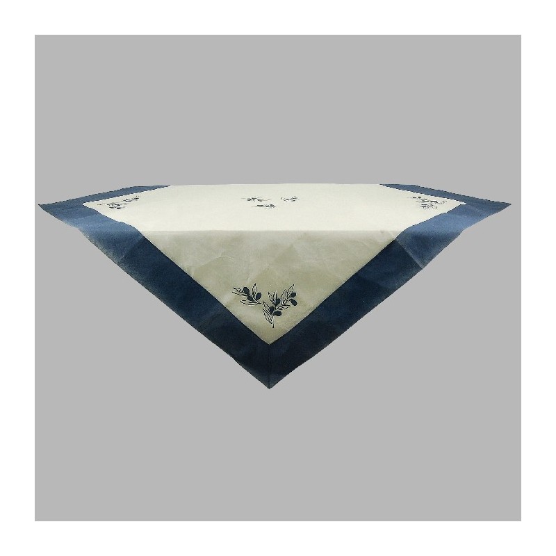 Nappe de organza aux olives couleur bleu150 x 150 cm Nappe de organza aux olives couleur bleu150 x 150 cm