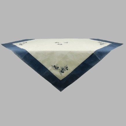Nappe de organza aux olives couleur bleu150 x 150 cm