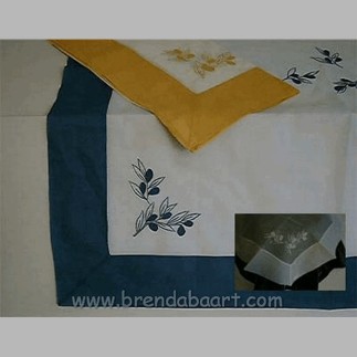 tafelkleed organza met olijven kleur wit 150 x 150 cm