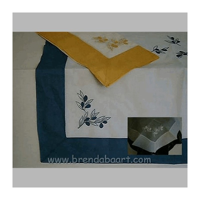 tafelkleed organza met olijven kleur wit 150 x 150 cm