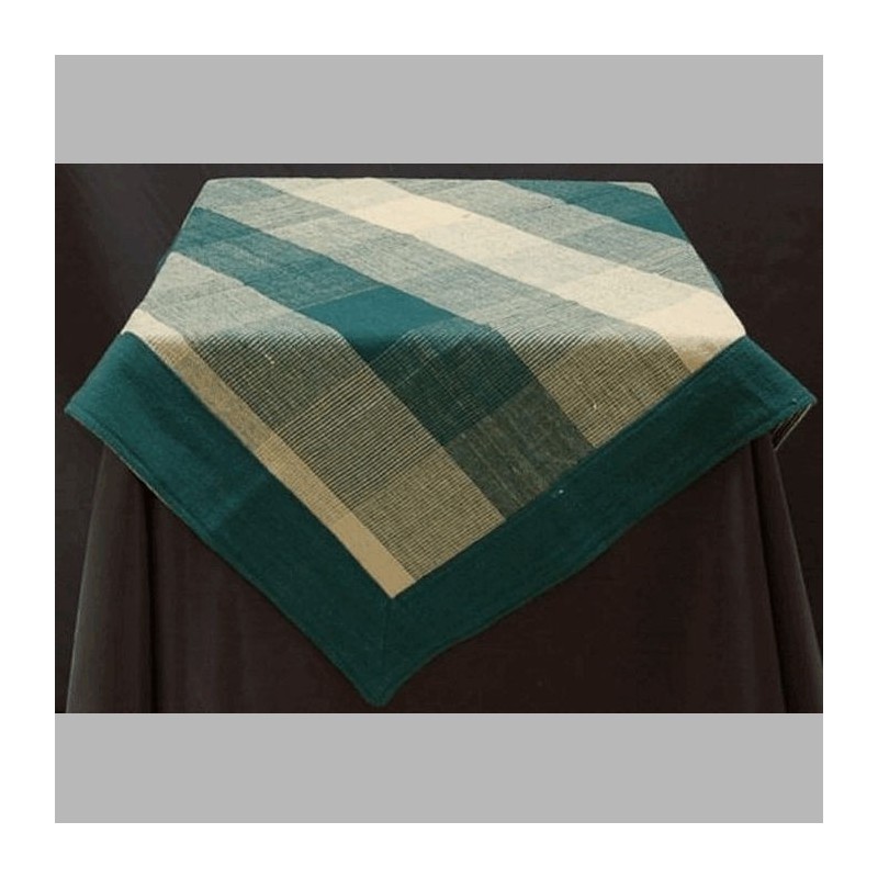 Coton nappe 90 x 90 cm couleur vert-crème
