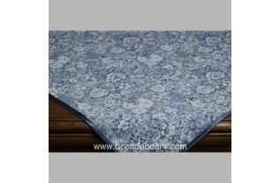 Tafelkleed bloemen kleur blauw 140 x 140 cm