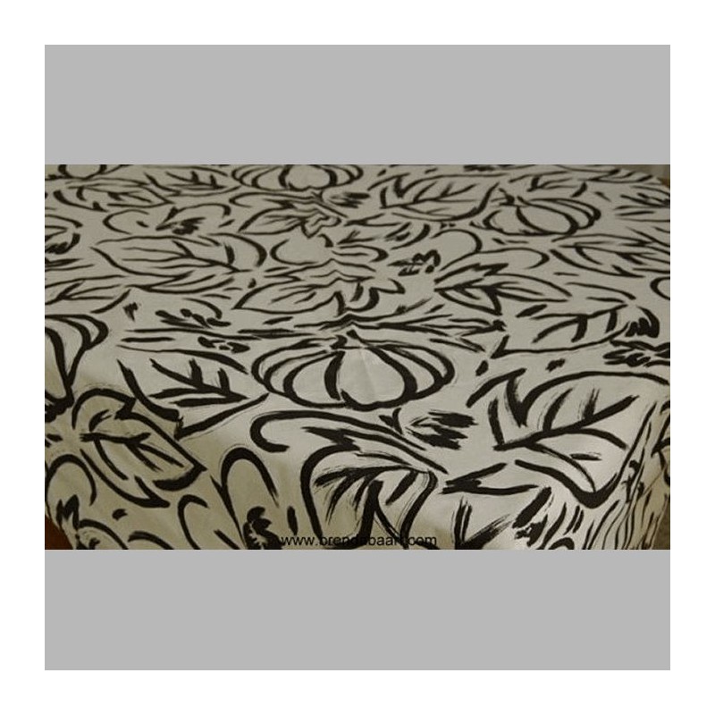 tablecloth leaf design color black-white 105 x 105 cm