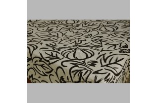tafelkleed bladeren dessin kleur zwart wit 105 x 105 cm