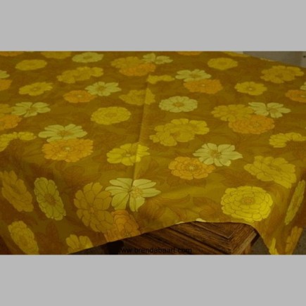 tafelkleed retro kleur geel oranje bruin 105 x 105 cm