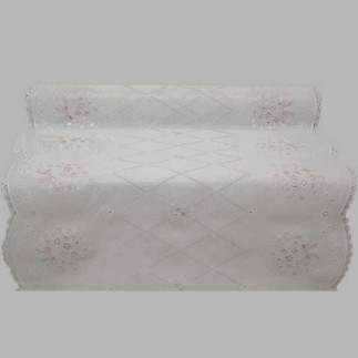 tafelloper plastic wit en roze breedte 40 cm