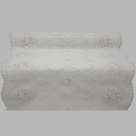 tafelloper plastic wit en roze breedte 40 cm