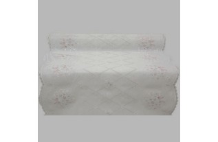 chemin de table en plastique blanc et rose largeur 40 cm