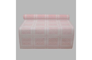 chemin de table en plastique blanc et rose largeur 40 cm