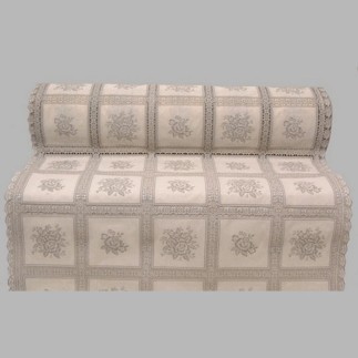Table runner plastic white grey roses width 50 cm
