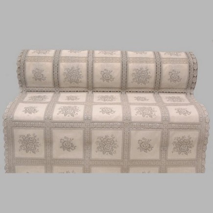 Tafelloper plastic wit grijze rozen breedte 50 cm