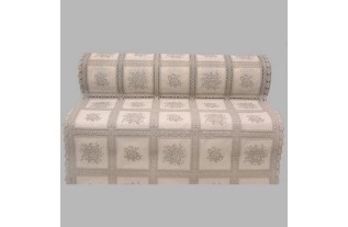 Chemin de table plastique blanc avec roses gris largeur 50 cm