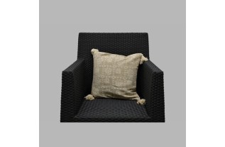 fleur pompon carré gris