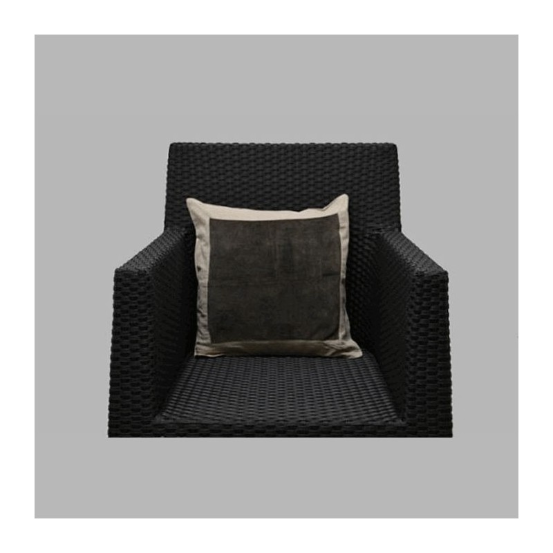 brown linen pillow with brown border