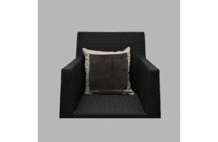 brown linen pillow with brown border