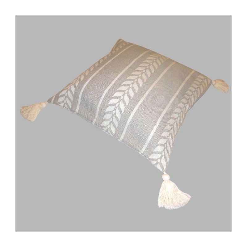 Housse de coussin beige motif blé