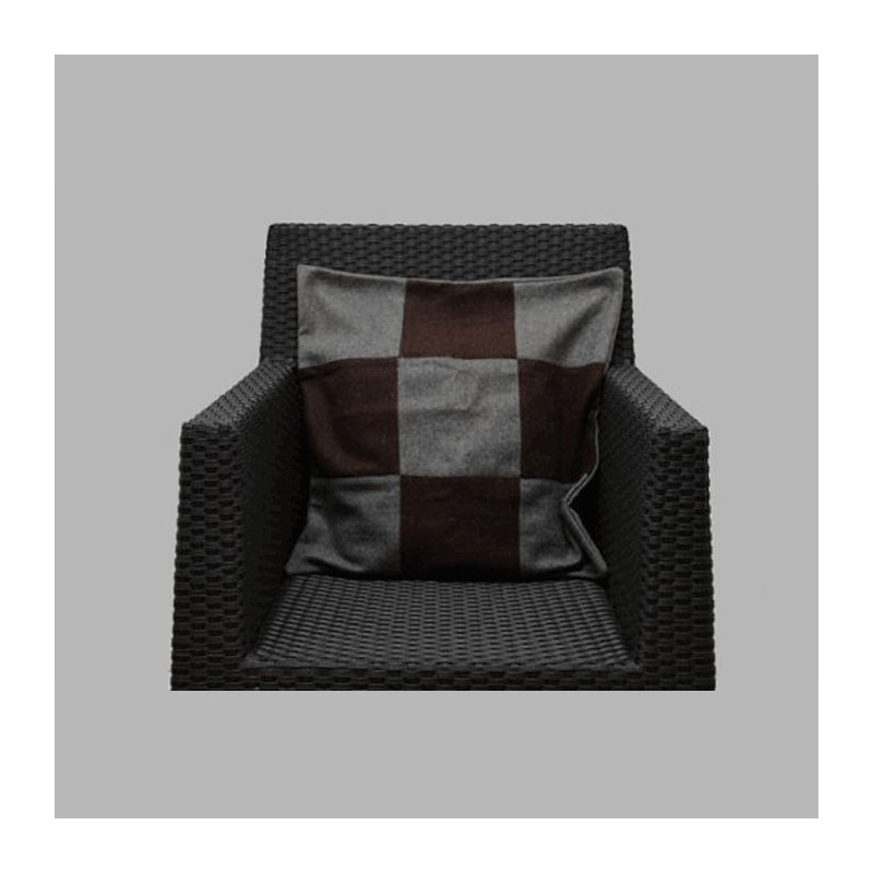 wool pillows cover block design brown-grey