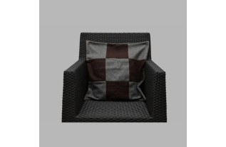wool pillows cover block design brown-grey