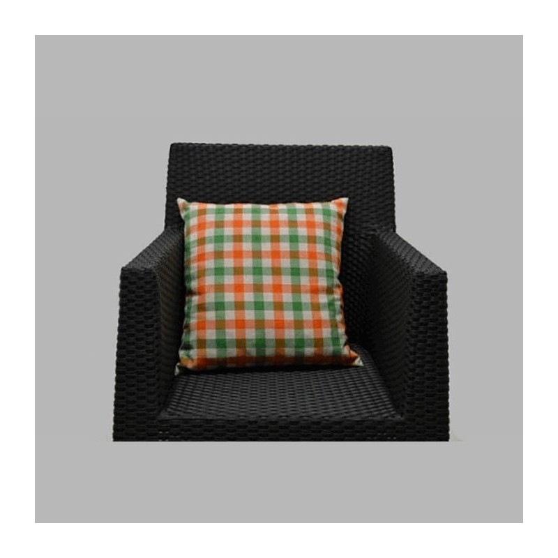 kussen ruiten beige oranje en groen