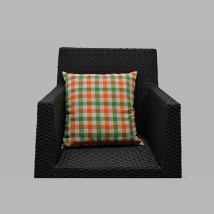 kussen ruiten beige oranje en groen