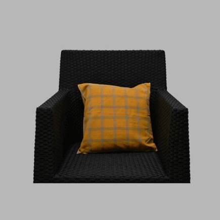 Housse de coussin décoratif conception de bloc couleur jaune