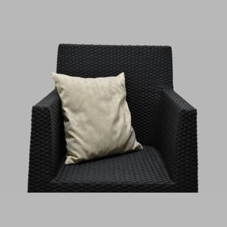 Coussin plaine avec des rayures à  la crème avec le français