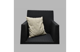 Cushion plain with cream stripes with French lily