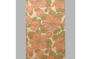 Retro Floral Wallpaper – Shabby Pink, Terra Cotta Pink & Georgian Green