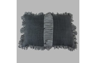 Cushion with ruching in anthracite and grey 55 x 40 cm