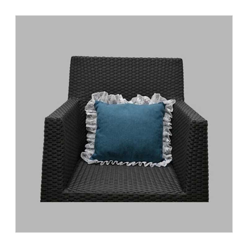 kussen blauw met kant
