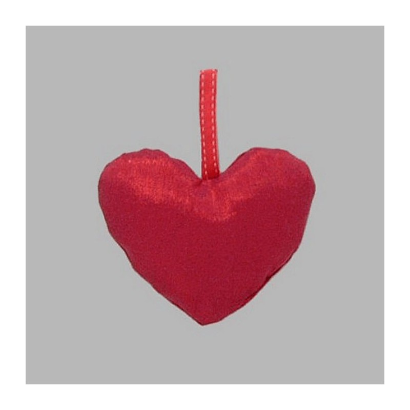 Oreiller en forme de coeur fabriqué à  la main rouge 10 x 12 cm
