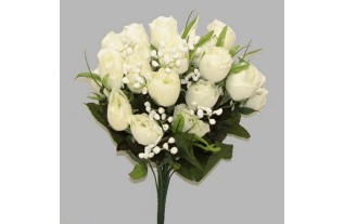 bouquet de fleurs roses blanches longueur 45 cm