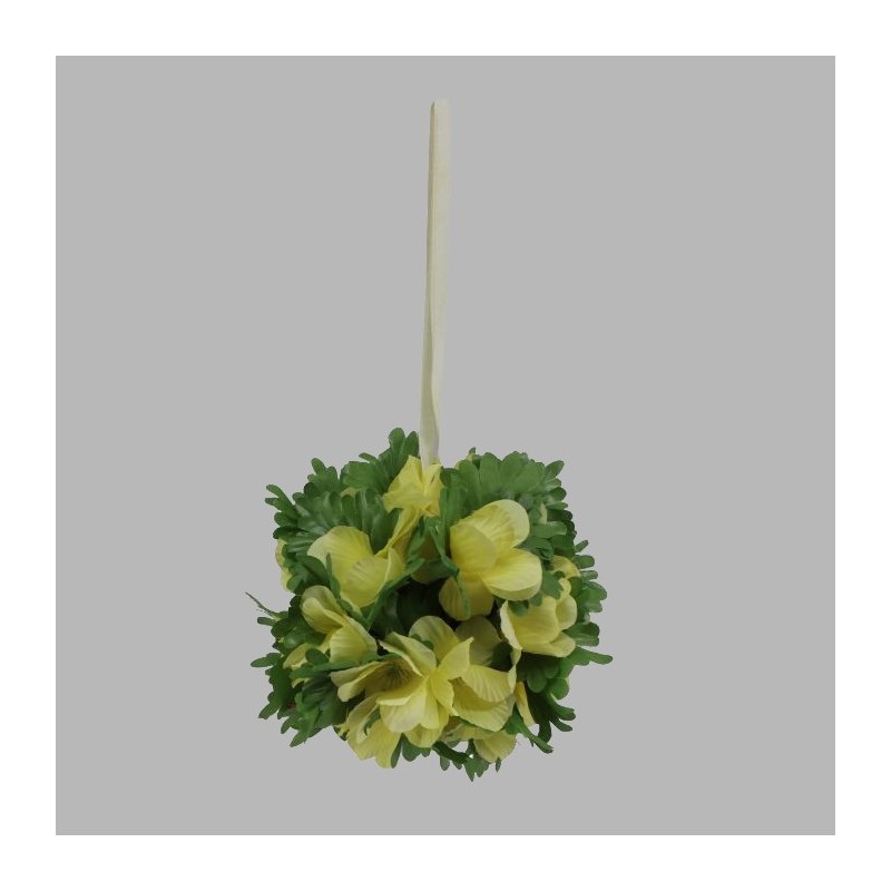 Decoratieve Gele Kunstbloemenbol met Lint - Perfect voor Stijlvolle Accenten