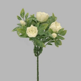 roos van zijde bosje kleur wit lengte 20 cm